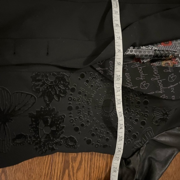 Desigual Black Suit Jacket Leather Sleeve Size 36 - Picture 12 of 12